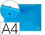 POCHETTE ENVELOPPE LIDERPAPEL POLYPROPYLNE 180 MICRONS A4 297X210MM 50F FERMETURE BOUTON RSISTANT TRANSPARENT BLEU