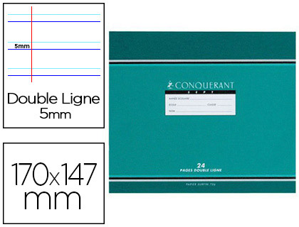 CAHIER BROUILLON PIQUÉ CONQUÉRANT SEPT COUVERTURE OFFSET TABLES DE CALCUL  A5+ 17X22CM 48 PAGES 56G