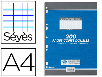 Conquerant 200 pages copies doubles grands carreaux Séyès A4 - Papier  spécifique - LDLC