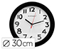 HORLOGE Q-CONNECT MURALE PLASTIQUE DESIGN ACTUEL NUMROS NOIRS FOND BLANC 1 PILE AA NON FOURNIE DIAMTRE 30CM NOIR