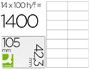 TIQUETTE ADHSIVE Q-CONNECT 105X42.3MM COINS DROITS IMPRIMANTE JET D'ENCRE LASER COPIEUR BOTE 100 FEUILLES 1400 UNITS
