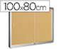 VITRINE Q-CONNECT CADRE ALUMINIUM FOND LIGE PORTES COULISSANTES MTHACRYLATE SERRURE FIXATION MUR 9F A4 100X80X6CM
