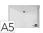 POCHETTE ENVELOPPE LIDERPAPEL POLYPROPYLNE 180 MICRONS A5 210X148MM 50F FERMETURE BOUTON RSISTANT TRANSPARENT