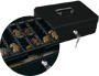 CAISSE MONNAIE Q-CONNECT STRUCTURE ACIER 0.8MM PAISSEUR PLATEAU AMOVIBLE ESPACE BILLETS 250X180X90MM COLORIS NOIR