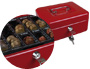 CAISSE MONNAIE Q-CONNECT STRUCTURE ACIER 0.8MM PAISSEUR PLATEAU AMOVIBLE ESPACE BILLETS 200X160X90MM COLORIS ROUGE