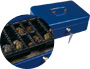 CAISSE MONNAIE Q-CONNECT STRUCTURE ACIER 0.8MM PAISSEUR PLATEAU AMOVIBLE ESPACE BILLETS 300X240X90MM COLORIS BLEU