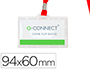 BADGE Q-CONNECT LACET ROUGE PLASTIQUE RIGIDE CONGRS FOIRES ENTREPRISES INTRIEUR CARTE BLANCHE ROUGE 94X60MM