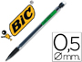 PORTE-MINE BIC MATIC CLASSIC 0.5MM EMBOUT GOMME CORPS TRANSPARENT INTRIEUR GRIS AGRAFE COLORE 3 MINES HB