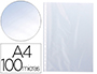 POCHETTE Q-CONNECT POLYPROPYLNE LISSE 10/100E PERFORE CRISTAL ANTISTATIQUE A4 210X297MM BOITE DE 100 UNITES