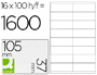 TIQUETTE ADHSIVE Q-CONNECT 105X37MM COINS DROITS IMPRIMANTE JET D'ENCRE LASER COPIEUR BOTE 100 FEUILLES 1600 UNITS