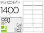 TIQUETTE ADHSIVE Q-CONNECT 99X38.1MM COINS ARRONDIS IMPRIMANTE JET ENCRE LASER COPIEUR BOTE 100 FEUILLES 1400 UNITS