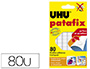 PASTILLE ADHSIVE UHU PATAFIX FIXE MOMENTANMENT DFINITIVEMENT DOCUMENTS OBJETS COLORIS BLANC SACHET 80 UNITS
