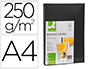 COUVERTURE Q-CONNECT CARTON 250G GRAIN CUIR POUR RELIURE FORMAT A4 COLORIS NOIR PAQUET 100 UNITS