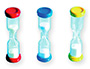 SABLIER PLASTIQUE PAIS RSISTANT ASSORTIMENT 1/2/3 MINUTES 10X2.5CM 3 COLORIS LOT 3 UNITS