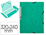 CHEMISE Q-CONNECT CARTE LUSTRE 375G POUR DOCUMENTS A4 320X243MM 3 RABATS COLORIS VERT