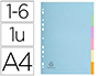 INTERCALAIRE EXACOMPTA FOREVER CARTE RECYCLE 170G 6 TOUCHES A4 TEINTES PASTEL