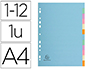 INTERCALAIRE EXACOMPTA FOREVER CARTE RECYCLE 170G 12 TOUCHES A4 TEINTES PASTEL